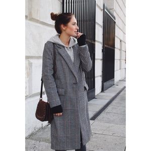 NWOT Zara Grey Tone Plaid Check Coat Size S